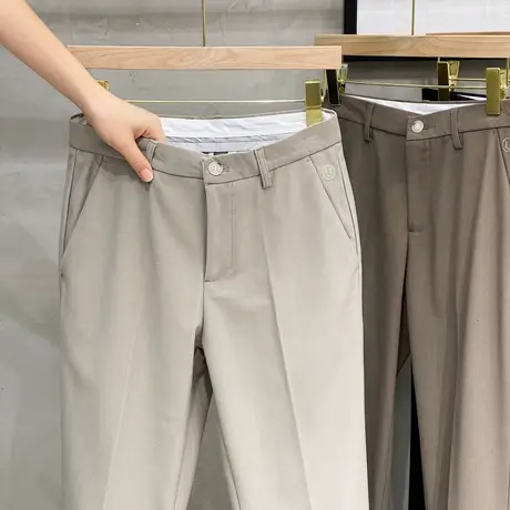 轻熟风休闲裤男士夏季韩版修身小直筒裤男士休闲裤潮流九分西裤男商品大图