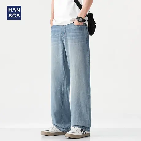 hansca莱赛尔天丝牛仔裤男2025夏季弹力百搭透气舒适垂感宽松长裤商品大图
