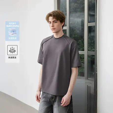 Lilbetter【合体版型】立体捏褶分割设计速干T恤2025夏针织短袖男商品大图