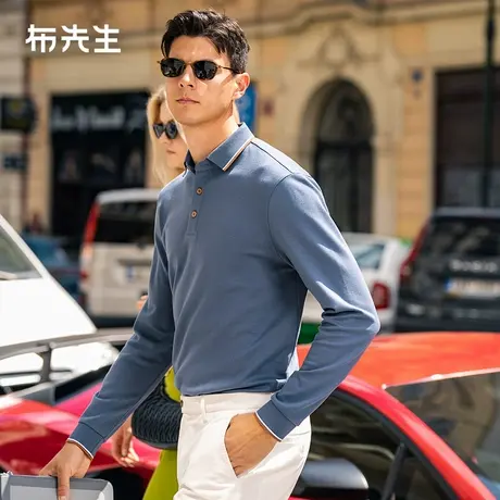 MrBu布先生专利翻领长袖t恤2025春三粒扣撞色设计舒适长袖BT15339商品大图