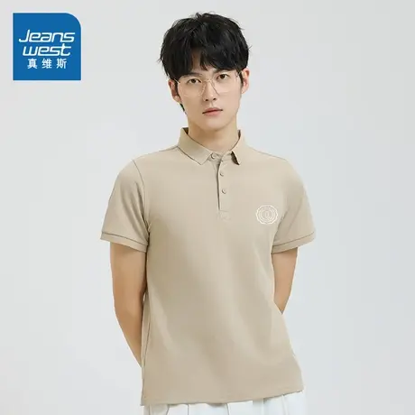 VO真维斯男装修身短袖POLO衫春季2025新款男士印花翻领休闲上衣服图片