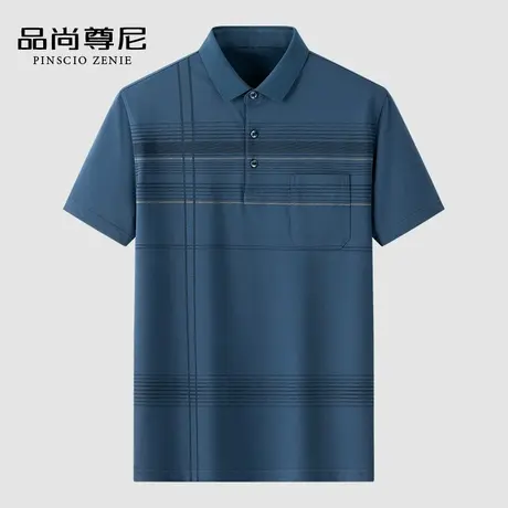 【冰爽棉】男士短袖2023新款透气珠地网眼T恤POLO衫中老年爸爸装商品大图