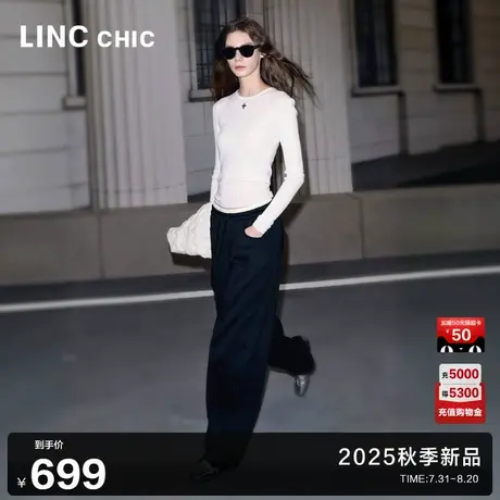 LINC金羽杰2025年秋季新款休闲裤造型感高腰弧形卫裤女S253KP378Y商品大图