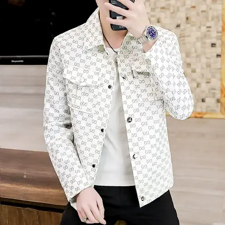 外套秋季薄款ins潮牌2023新款男装个性工装上衣男士痞帅修身夹克商品大图