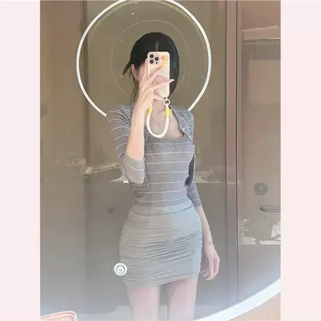 Onoevu领打底背心加开衫两件套装女秋纯欲别致绝美上衣商品大图