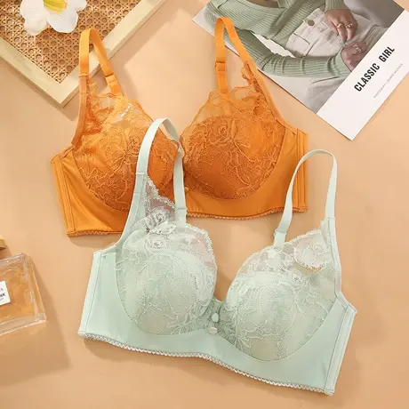 Shaply/莎莲妮大胸显小内衣女大码薄款透气蕾丝防走光收副乳文胸商品大图