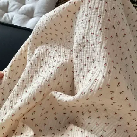 干枯玫瑰！甜美卡通全棉双层纱宽松舒适睡裙可外穿居家中长裙睡衣商品大图