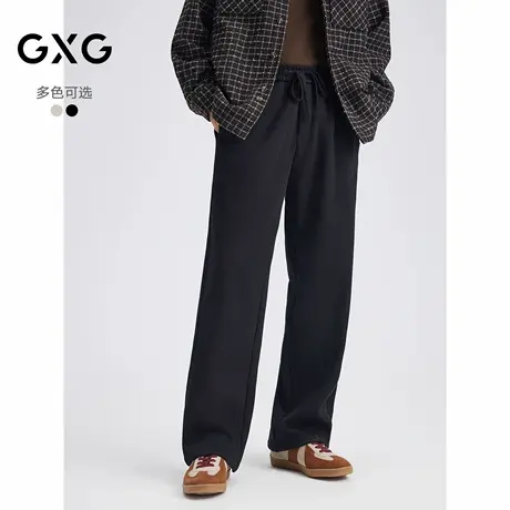 GXG男装 肌理加绒直筒休闲裤简约长裤运动卫裤男 2025年冬季新品商品大图