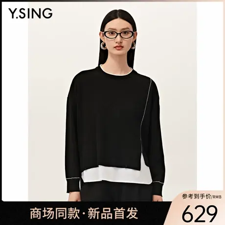【商场同款】Y.SING衣香丽影2025秋冬拼接套头衫150829011商品大图