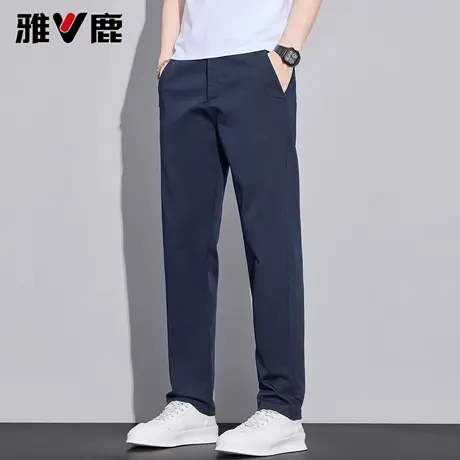 雅鹿基础款纯色常青休闲裤2026春新款男青年宽松直筒百搭时尚长裤商品大图