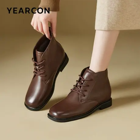 意尔康官方正品女鞋女靴短靴马丁靴时尚百搭经典加绒东北棉鞋图片