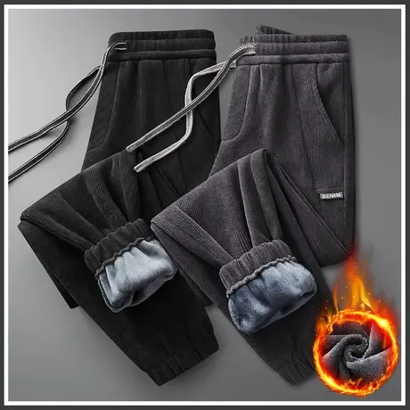 2023年新款冬季骑行束脚加厚防风休闲裤子秋冬款男生加绒保温卫裤商品大图