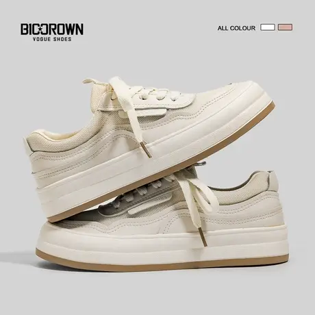 Betoo 2022秋季新款小白鞋女厚底透气帆布鞋子女ins潮百搭板鞋商品大图