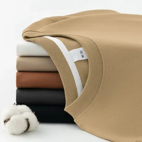 380g重磅长袖t恤男装2023新款圆领上衣服秋冬加厚内搭纯色打底衫商品大图