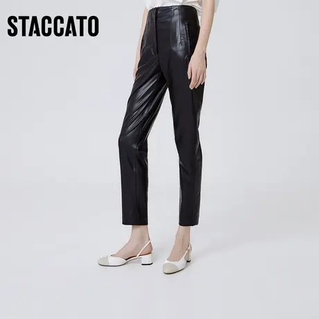 思加图新款小香风通勤撞色粗跟凉鞋法式优雅单鞋女EDQ02AH2B商品大图