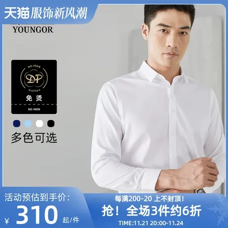 雅戈尔奥莱 男装长袖衬衫秋新款商务休闲DP弹力免烫衬衣商品大图