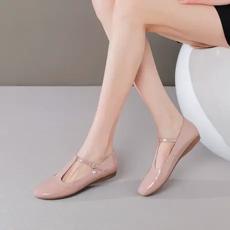 平底小皮鞋真皮单鞋2023春新款鞋子女休闲舒适圆头漆皮百搭四季鞋图片