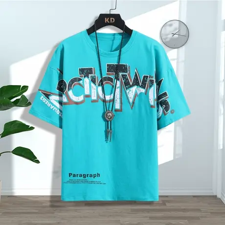 夏季t恤男潮流宽松青少年学生短袖T恤潮牌全棉半袖休闲打底衫上衣商品大图