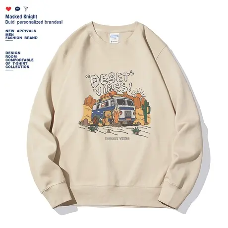 ins港风潮牌美式复古印花圆领卫衣男秋季宽松休闲长袖情侣装上衣商品大图