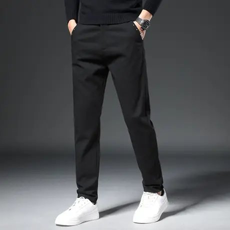 2024新款秋季长裤子男士潮流百搭商务休闲直筒修身西装裤黑色西裤商品大图