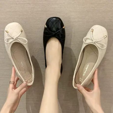 软皮牛筋底大码单鞋女加宽 加肥40-43平底真皮船鞋2025新款春皮鞋图片