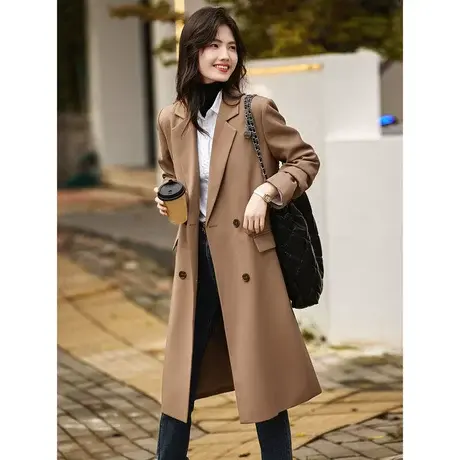 时尚气质长款风衣秋季新款女士温柔西装领宽松显瘦通勤外套商品大图