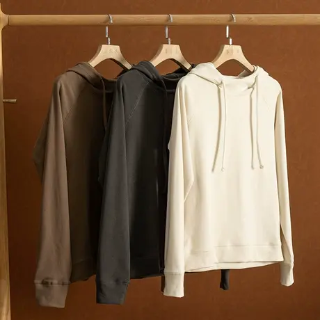 享永子【依翡丝羊毛】加厚款 柔软空气感休闲连帽卫衣女宽松商品大图