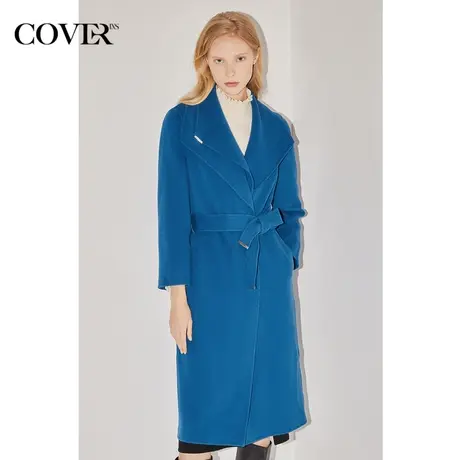 COVER冬季纯羊毛翻领垂感通勤毛呢外套商品大图