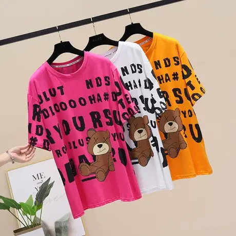 卡通慵懒风短袖t恤女2023新款韩版夏季宽松打底衫设计感小众上衣商品大图