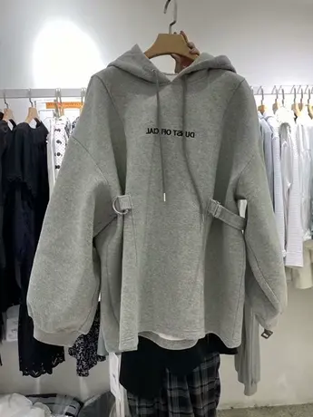 韩国东大门2023秋季新款宽松字母刺绣连帽抽绳卫衣薄款外套女士潮图片