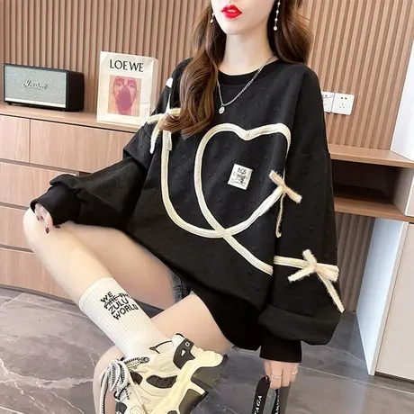 设计感小众华夫格卫衣女春秋季韩版宽松薄款初秋小个子上衣服外套图片