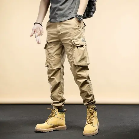 春季复古多口袋工装裤男束脚国潮ins潮牌宽松休闲百搭哈伦长裤子商品大图