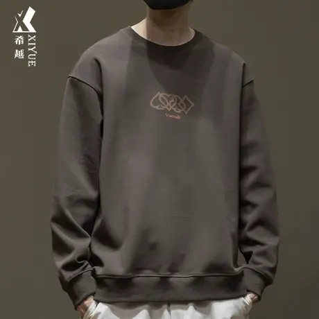 卫衣春秋男350g重磅针织美式潮牌宽松大码套头内搭打底衫男上衣商品大图