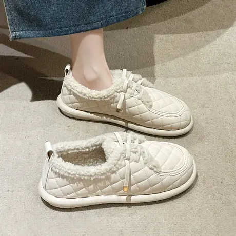 加绒休闲鞋女2022秋冬新款时尚小香风平底小棉鞋子软底保暖雪地靴商品大图