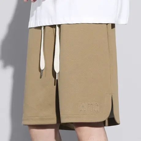 卡其色五分运动休闲裤男士宽松外穿中裤子夏季薄款大裤衩潮牌夏裤图片
