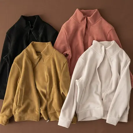 享永子【加绒加厚】立领摇粒绒仿羊羔毛拉链卫衣保暖冬季外套开衫商品大图