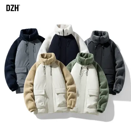 男士羊羔绒外套男冬季加绒加厚高级感情侣装美式棉衣工装棉服男款商品大图