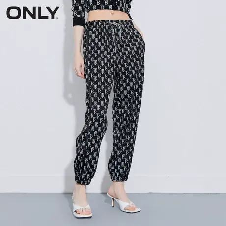 ONLY奥莱夏季直筒束脚松紧腰字母印花时尚休闲裤女商品大图