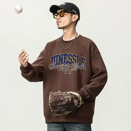 潮牌青少年卫衣潮流秋冬款加绒卫衣男保暖时尚高档男士休闲卫衣图片