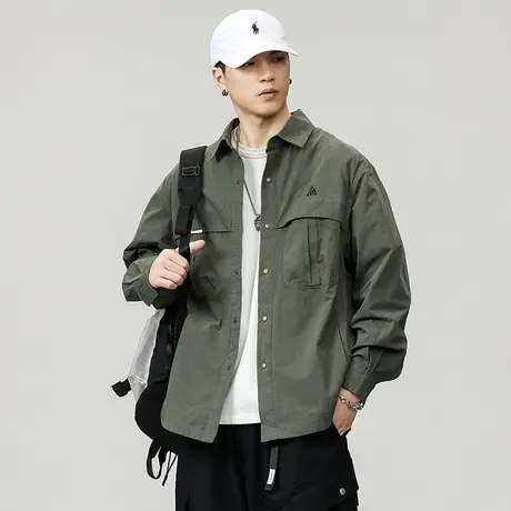 休闲宽松衬衣外套户外时尚外套男百搭潮流秋冬款潮牌外套休闲男装商品大图