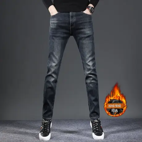 怀旧蓝高端牛仔裤男修身小脚2023新款春秋款韩版弹力男士裤子春季商品大图