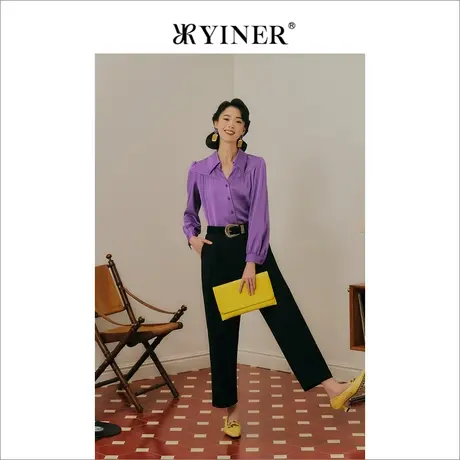 【1996系列】YINER音儿女装冬季通勤风长裤直筒职场休闲裤商品大图