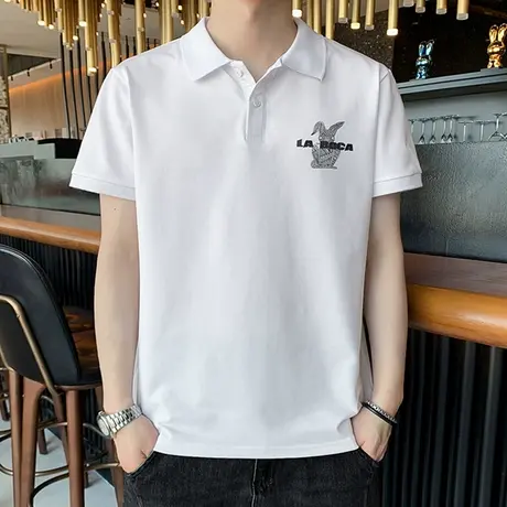 夏季男士短袖t恤纯棉保罗高端印花翻领Polo衫外贸重磅半袖上衣男商品大图