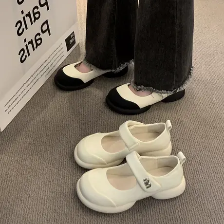 法式一字扣玛丽珍鞋女2024年春夏季新款复古百搭轻便通勤浅口单鞋图片