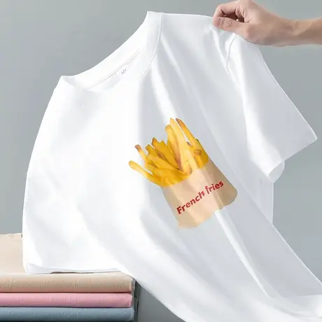 重磅纯棉白色t恤男短袖潮流宽松圆领上衣服夏季半袖美式全棉体恤商品大图