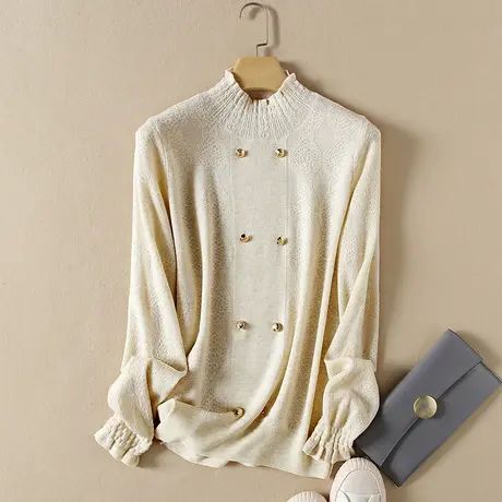 半高领毛衣女宽松套头打底衫秋装2023年新款内搭爆款洋气针织衫女商品大图