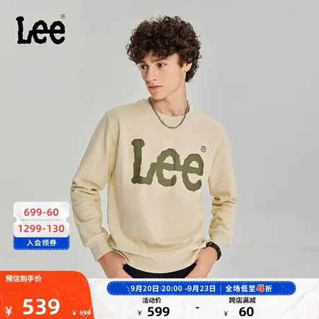 Lee商场同款23秋冬新品标准版大Logo印花男长袖卫衣LMT006571201图片