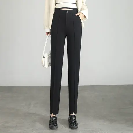 黑色小西裤女2023秋季新款显瘦通勤百搭直筒裤时髦减龄垂感长裤子商品大图