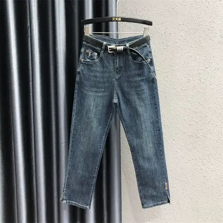 2023秋季新款欧货高腰显瘦时尚牛仔裤女洋气修身九分直筒裤子潮商品大图