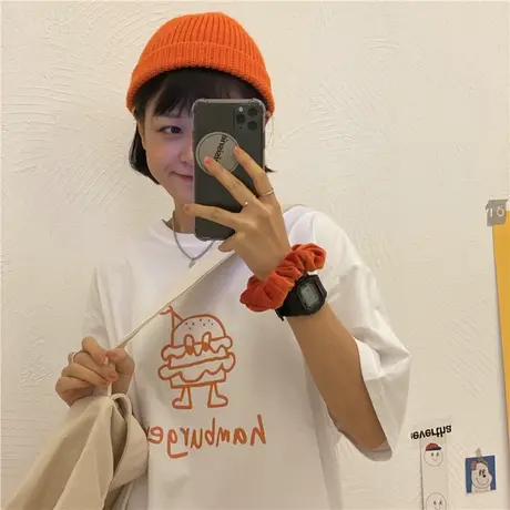 纯棉百搭白色短袖T恤女2020新款韩版学院bf慵懒风宽松上衣女ins潮图片